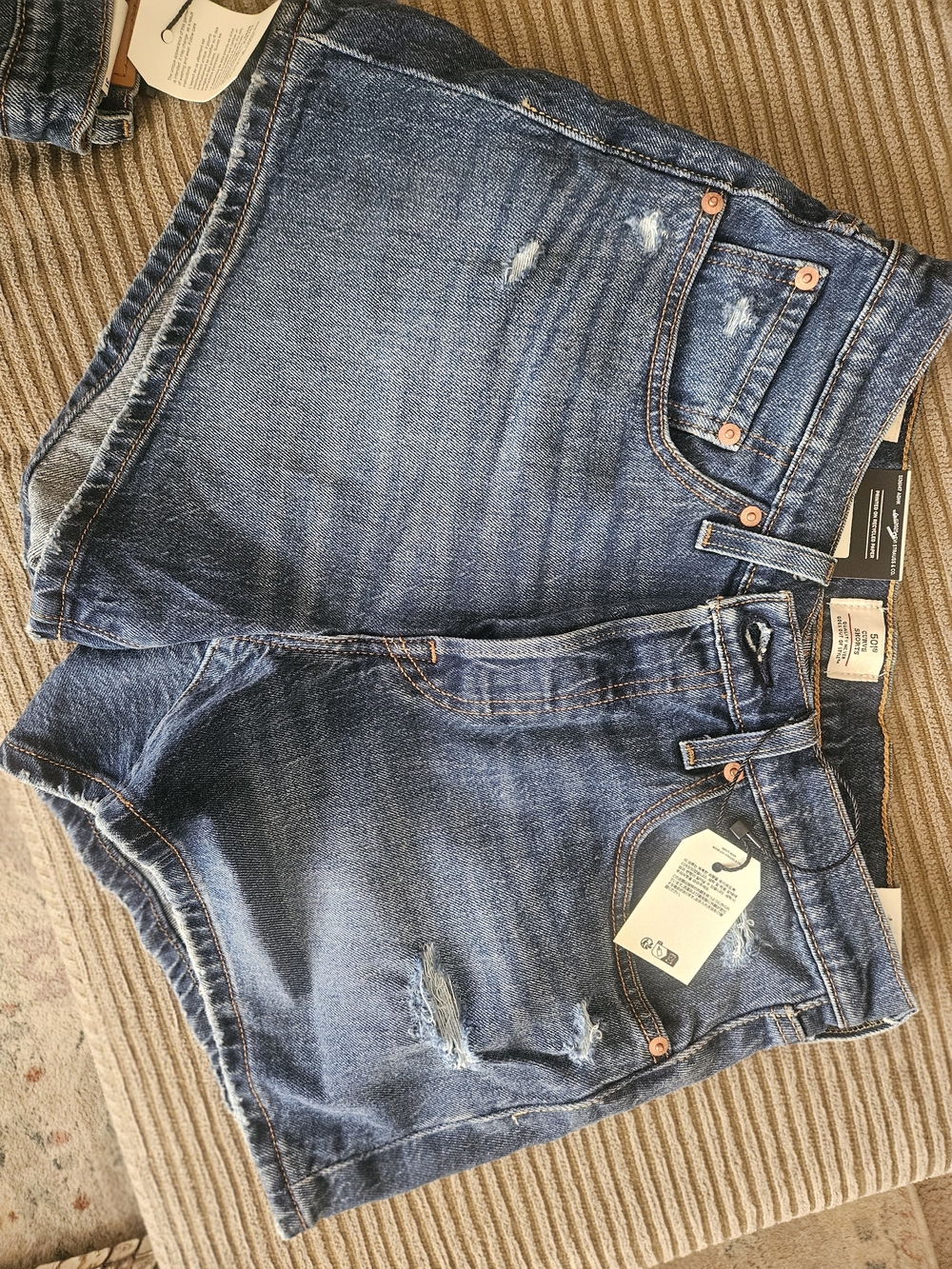Levi's Distressed Blue Denim Jean Shorts